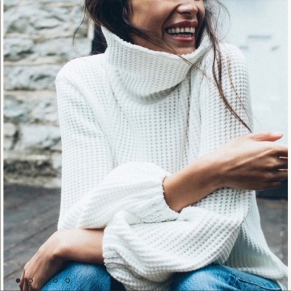 Faherty Echo Thermal Mock Neck Pullover Sweater White - Picture 3 of 15